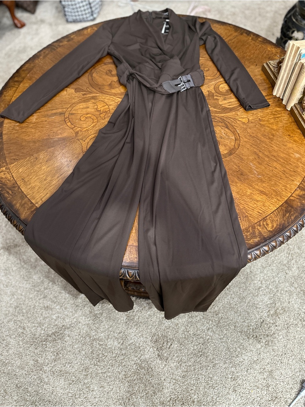 Lauren Ralph Lauren Jumpsuit Small Brown Belted Quiet Luxury Espresso Core - Picture 12 of 12